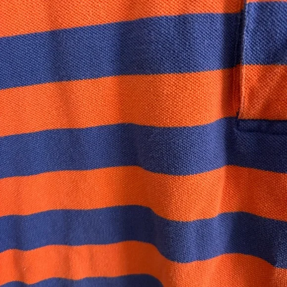Polo by Ralph Lauren Men's Orange and Blue Striped Polo Shirt Y2K Vintage Rugby - Picture 13 of 16